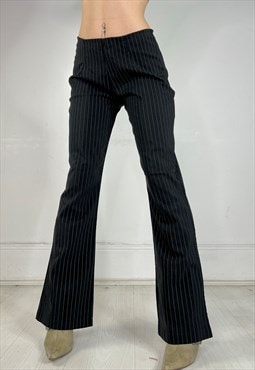 Vintage Y2k Trousers Smart Office Pin Stripe Bootcut School