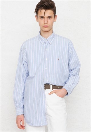 VINTAGE BLUE PINK RALPH LAUREN LONG SLEEVE SHIRT