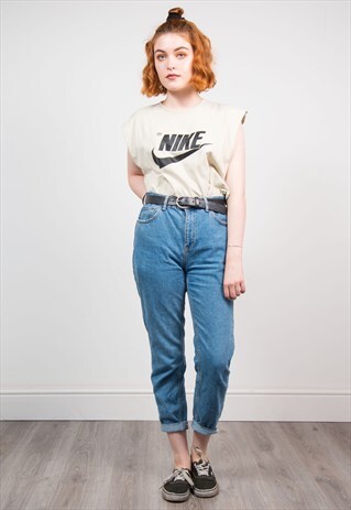 VINTAGE 90'S BEIGE NIKE SPORTS VEST TOP