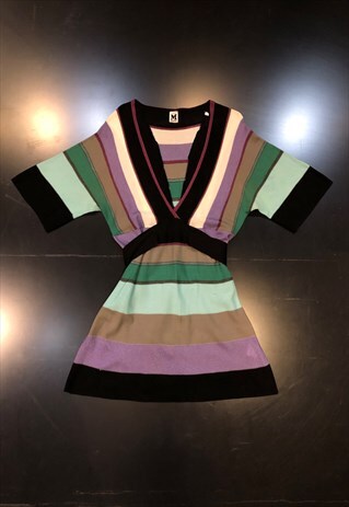 VINTAGE 70'S MISSONI MULTI-STRIPE KNIT DRESS