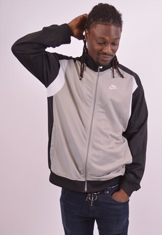 NIKE MENS VINTAGE TRACKSUIT TOP JACKET XL GREY 90S