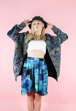 VINTAGE 90S Y2K DESIGNER MISSONI BLUE PURPLE BOHO CARDIGAN