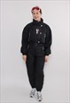 90s one piece ski suit, vintage black ski jumpsuit, women 