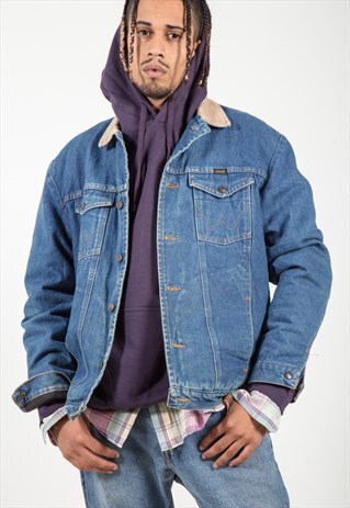 VINTAGE 80S ORIGINAL WRANGLER LINED DENIM JACKET / 7541