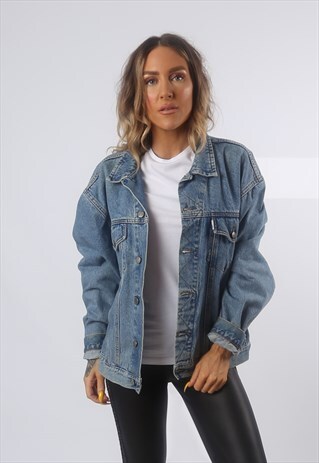 DENIM JACKET OVERSIZED FITTED VINTAGE UK 18 (BG2P)