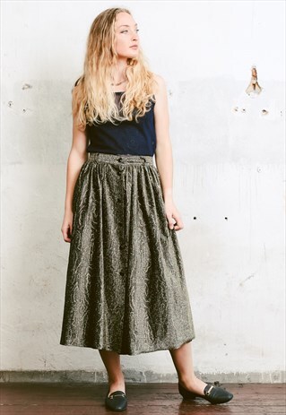 VINTAGE 80S PLEATED GOLD MIDI SKIRT