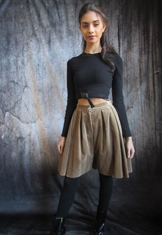 VINTAGE 1980S VELVET CULOTTES SKIRT