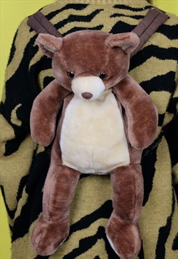 Reworked Teddy bear backpack brown fluffy cute bag kitsch