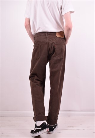 LEVI'S 501 MENS VINTAGE JEANS W36 L34 BROWN 90'S