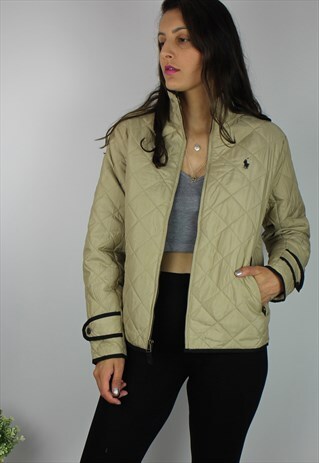 VINTAGE POLO RALPH LAUREN QUILTED JACKET W LOGO FRONT