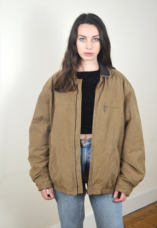 90S VINTAGE ST MICHAEL BROWN LINED BOMBER JACKET