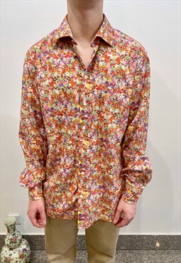 Vintage Men's Colorful shirt with small flowers