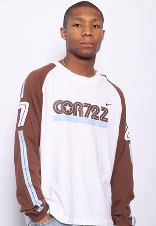 VINTAGE NIKE CORTEZ LONG SLEEVE BIG CENTRAL LOGO T-SHIRT