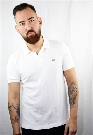 VINTAGE WHITE SPORT POLO LOGO EMBROIDERED