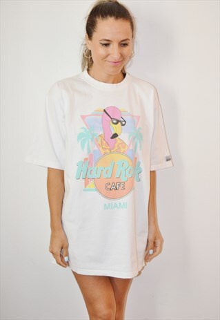 RARE 80'S HARD ROCK CAFE MIAMI FLAMINGO BEACH SURF T-SHIRT
