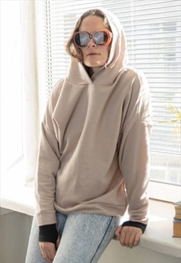 Vintage 90's Minimalist Basic Beige Hoodie