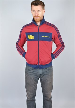 VINTAGE ADIDAS RED "BARCELONA" TRACK TOP JACKET
