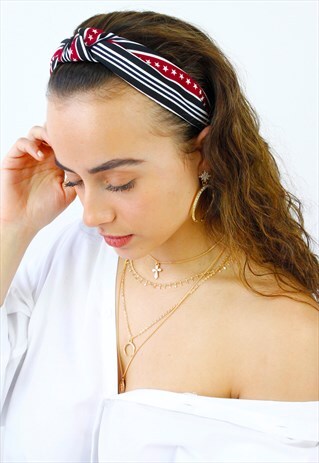 STARS & STRIPES PRINT TOP KNOT ALICE HEAD BAND