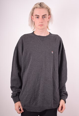 FILA MENS VINTAGE SWEATSHIRT JUMPER XL GREY 90S