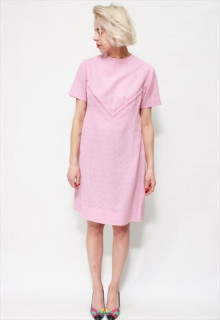 VINTAGE 60'S BEAUTIFUL CUTE PASTEL PINK MINI A DRESS