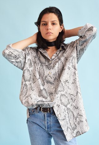 90'S RETRO SHIMMER ANIMAL PRINT NEUTRAL SHIRT TOP