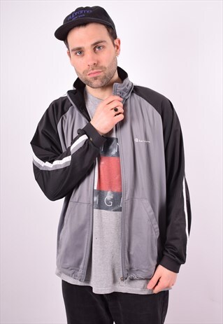 CHAMPION MENS VINTAGE TRACKSUIT TOP JACKET XL GREY 90'S