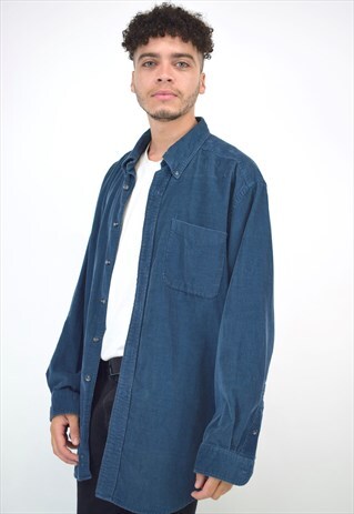 VINTAGE 90S FADED BLUE CORDUROY SHIRT