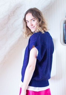 Dark blue knitted waistcoat jumper