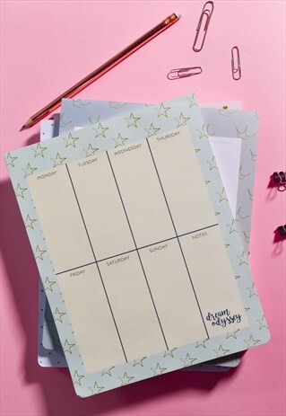 DREAM ODYSSEY WEEKLY DESK PLANNER IN AQUA AND GOLD