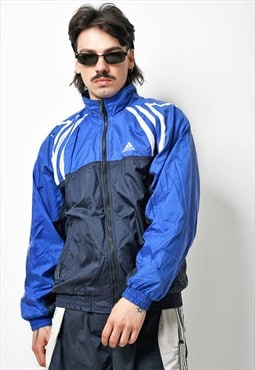Vintage ADIDAS sports navy blue jacket Mens 90s swag hipster