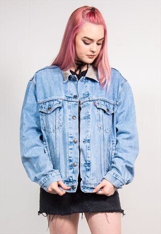 VINTAGE 90'S BLUE LEVI'S CORD COLLAR DENIM JACKET