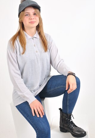 VINTAGE 90'S POLO TOP IN GREY