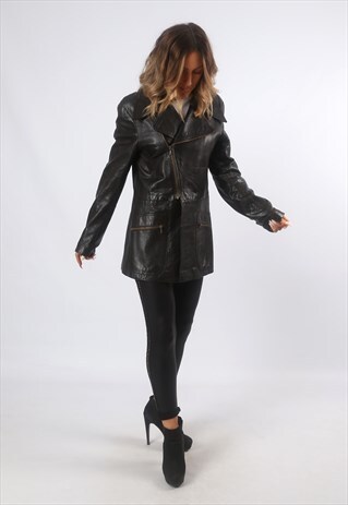 LEATHER JACKET 90'S UK 10 (GF4H)