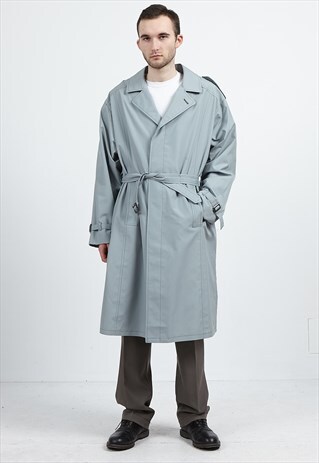 VINTAGE BLUE GDR TRENCH COAT