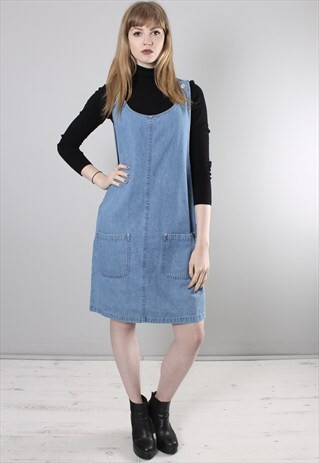 VINTAGE 90S DENIM PINAFORE DRESS
