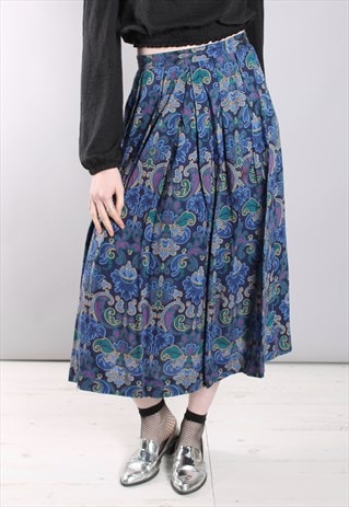 VINTAGE 80S PATTERNED PLEATED MIDI SKIRT
