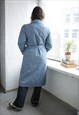 VINTAGE 70'S BLUE/GREY PUFF SLEEVED TRENCH STYLE COAT