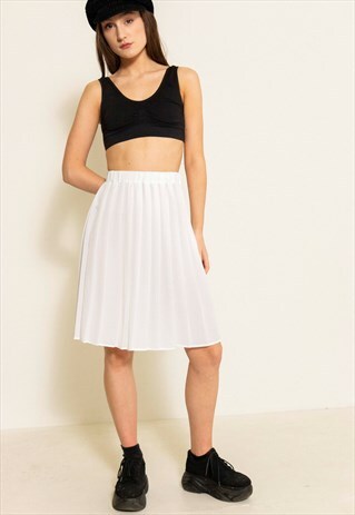 VINTAGE 90S WHITE PLEATED SKIRT
