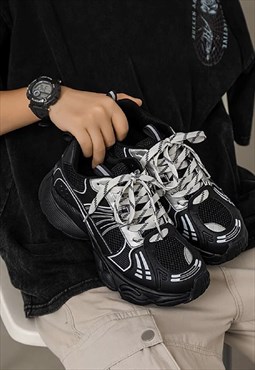 Hiking sneakers retro sport shoes utility trainers in black