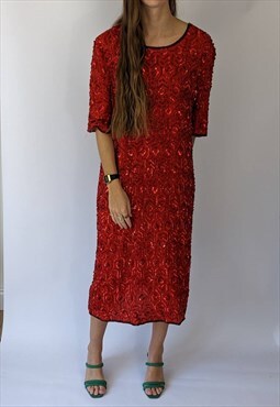 Vintage Red Sequin Dress
