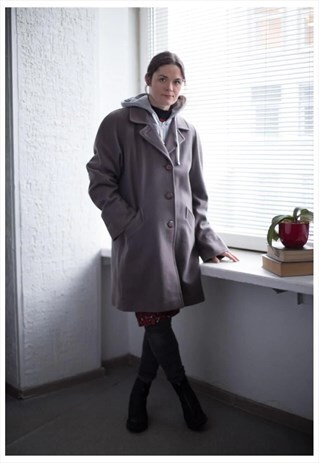 VINTAGE 80'S BROWN WOOL COAT