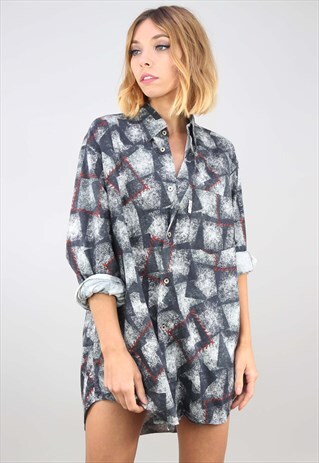 VINTAGE OVERSIZED LONG SLEEVE PATTERNED SHIRT