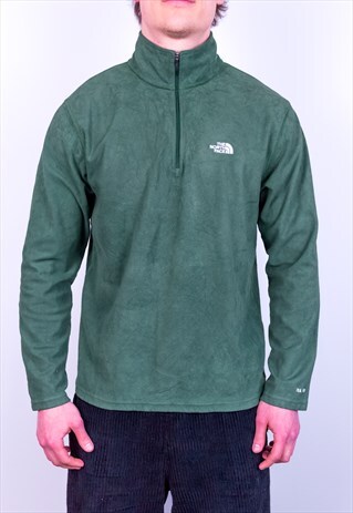 VINTAGE THE NORTH FACE FLEECE 1/4 ZIP GREEN MEDIUM