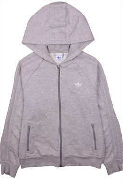 Vintage 90's Adidas Hoodie Striped Sleeves Full Zip Up Grey