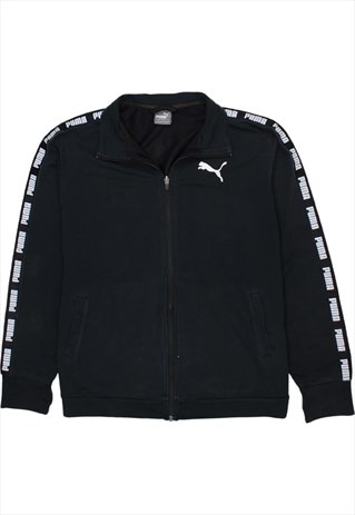 Vintage 90's Puma Sweatshirt Full Zip Up Black Large