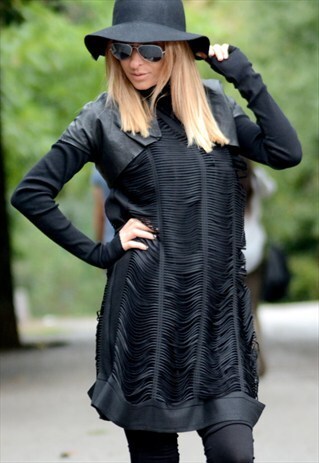 BLACK LEATHER VEST/ SHORT LEATHER JACKET