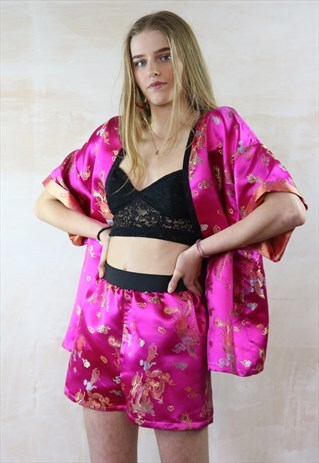 EXCLUSIVE PINK DRAGON TASSEL SHORTS & KIMONO CO-ORDINATE