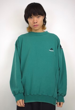 VINTAGE 90S ADIDAS EQUIPMENT GREEN RIBBED PANEL SWEATSHIRT
