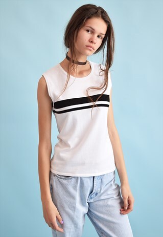 90'S RETRO KNIT NEUTRAL NAUTICAL MOMS TANK TOP