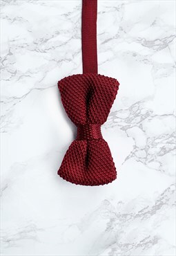 Burgundy Red Polyester Knitted Bow Tie